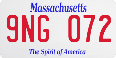 MA license plate 9NG072