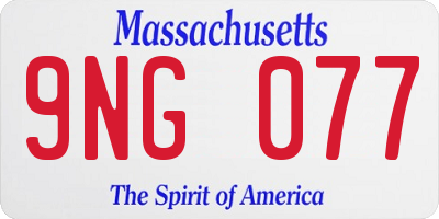 MA license plate 9NG077