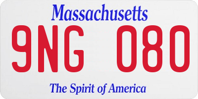 MA license plate 9NG080