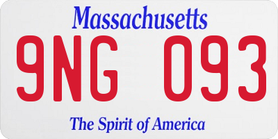 MA license plate 9NG093