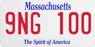 MA license plate 9NG100