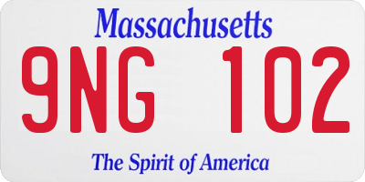 MA license plate 9NG102