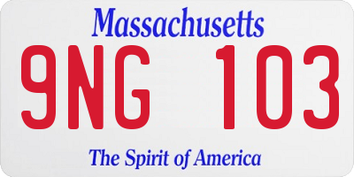MA license plate 9NG103