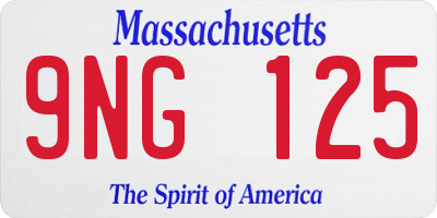MA license plate 9NG125