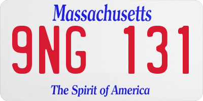 MA license plate 9NG131
