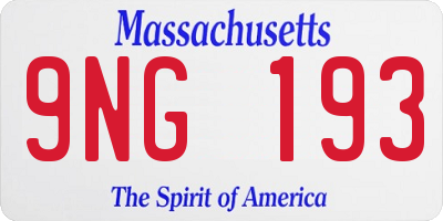 MA license plate 9NG193