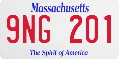 MA license plate 9NG201