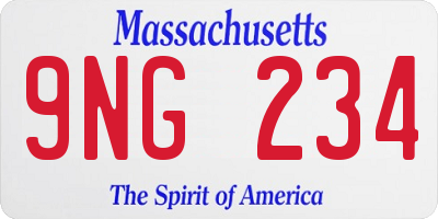 MA license plate 9NG234