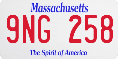 MA license plate 9NG258