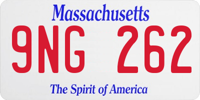 MA license plate 9NG262