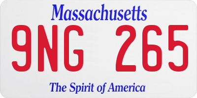 MA license plate 9NG265