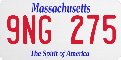 MA license plate 9NG275