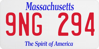 MA license plate 9NG294