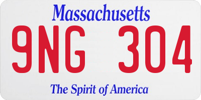 MA license plate 9NG304