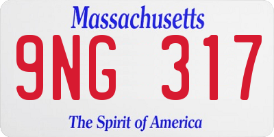 MA license plate 9NG317