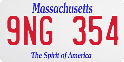 MA license plate 9NG354