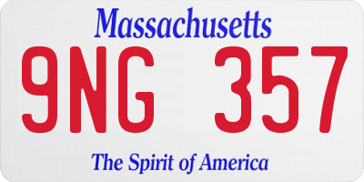 MA license plate 9NG357