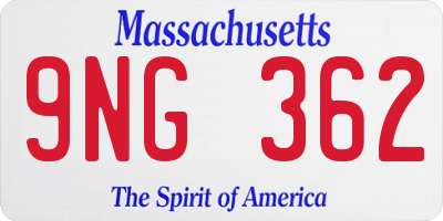 MA license plate 9NG362
