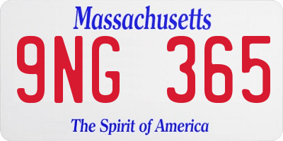 MA license plate 9NG365