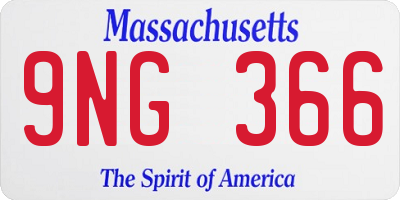 MA license plate 9NG366