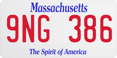 MA license plate 9NG386