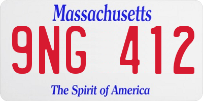 MA license plate 9NG412