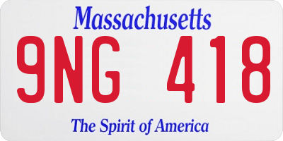 MA license plate 9NG418