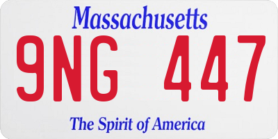 MA license plate 9NG447