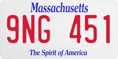 MA license plate 9NG451