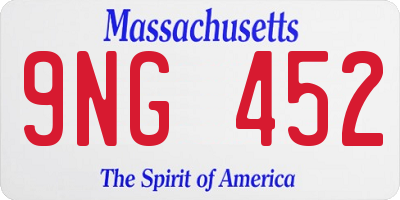 MA license plate 9NG452