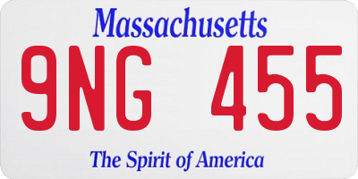 MA license plate 9NG455