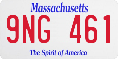 MA license plate 9NG461