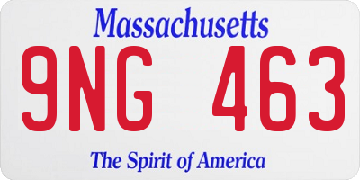 MA license plate 9NG463