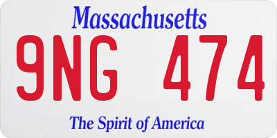 MA license plate 9NG474