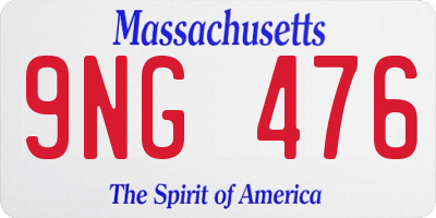 MA license plate 9NG476