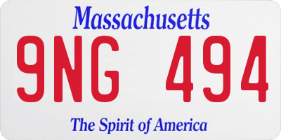 MA license plate 9NG494