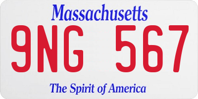 MA license plate 9NG567