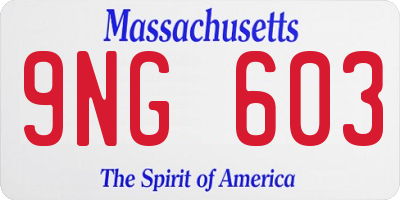 MA license plate 9NG603