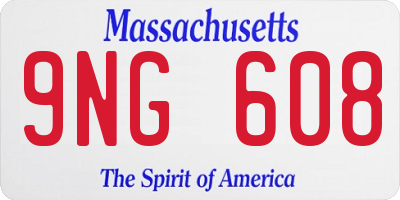 MA license plate 9NG608