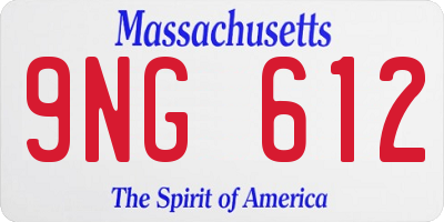 MA license plate 9NG612
