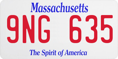 MA license plate 9NG635