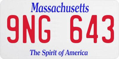 MA license plate 9NG643