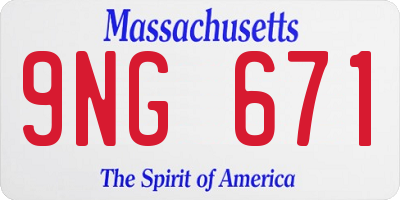 MA license plate 9NG671