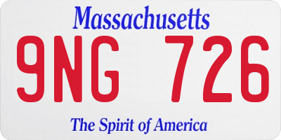 MA license plate 9NG726