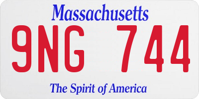 MA license plate 9NG744