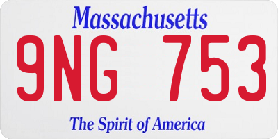 MA license plate 9NG753