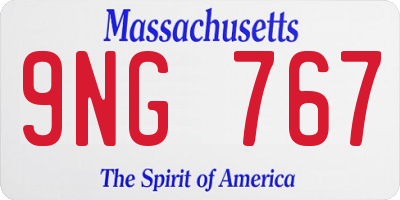 MA license plate 9NG767