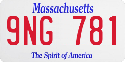 MA license plate 9NG781