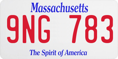 MA license plate 9NG783