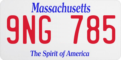 MA license plate 9NG785
